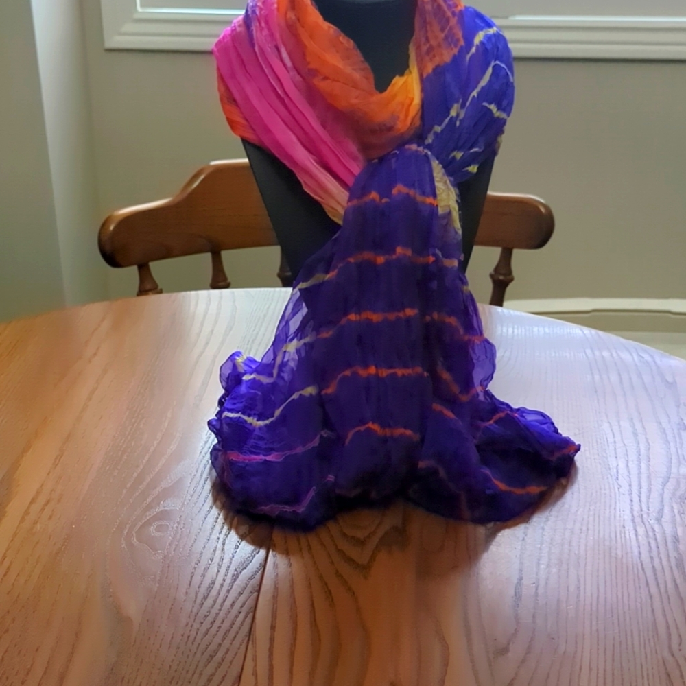 - Raj extra long sheer silk scarf or wrap. Approximately 90 x 39 in…